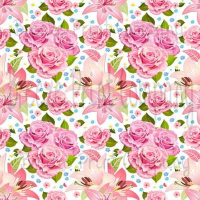 Floral white craft  vinyl sheet - HTV -  Adhesive Vinyl -  large flower pattern vinyl rose and lily HTV2200 - Breeze Crafts