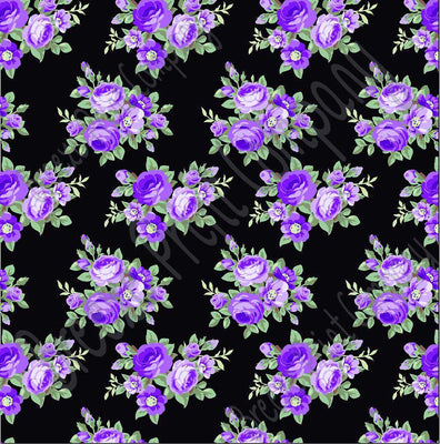 Purple rose floral craft  vinyl sheet - HTV -  Adhesive Vinyl -  with black background flower pattern vinyl  HTV2225