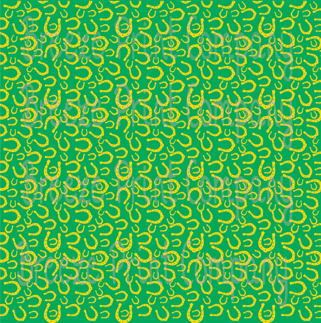 Green and yellow Horseshoe pattern craft vinyl sheet - HTV -  Adhesive Vinyl - St. Patrick's Day pattern HTV2152