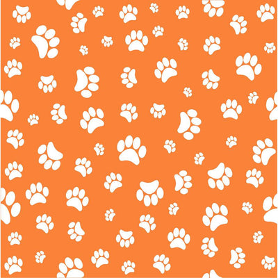 Orange with white paw prints craft  vinyl sheet - HTV -  Adhesive Vinyl -   pattern HTV606