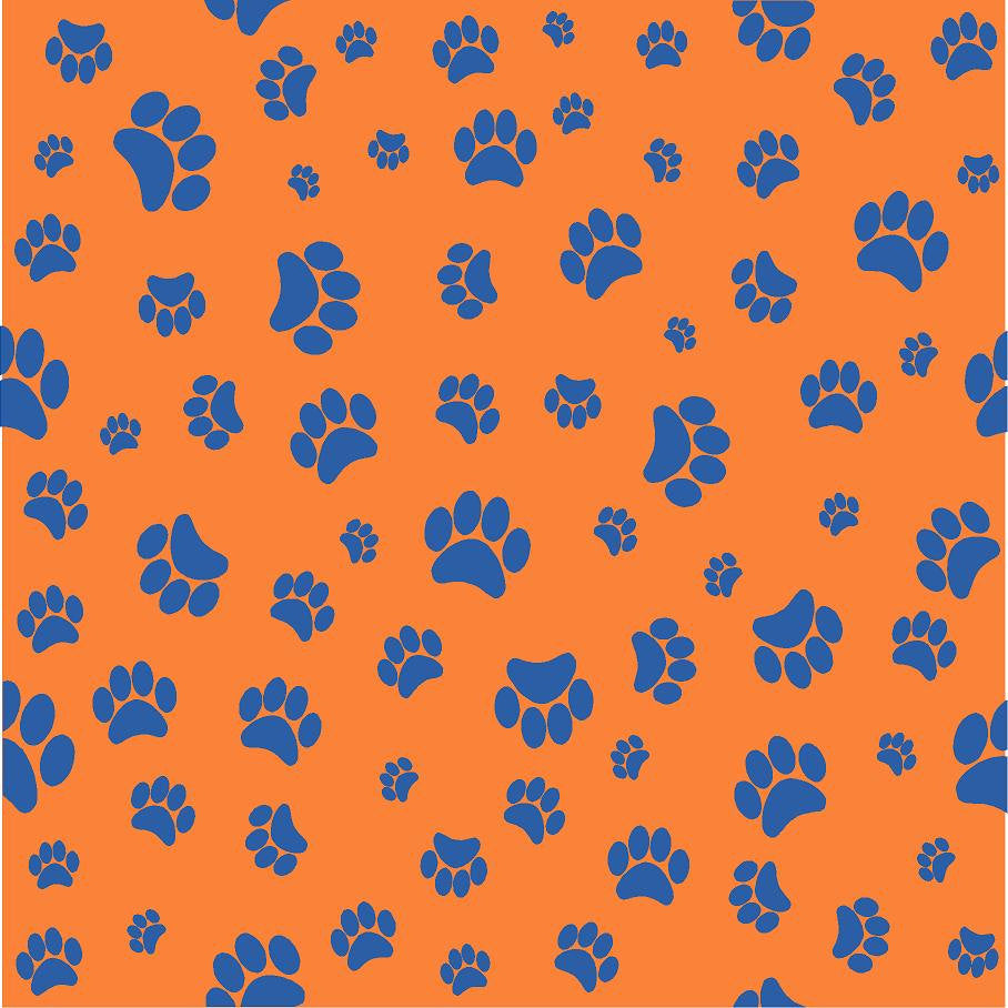 Orange with blue paw prints craft  vinyl sheet - HTV -  Adhesive Vinyl -   pattern HTV607