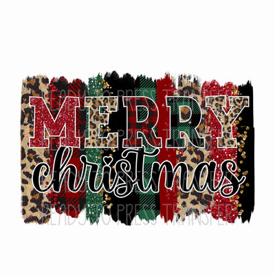 merry christmas sublimation transfer, red and green buffalo plaid, faux glitter, leopard print sublimation transfer