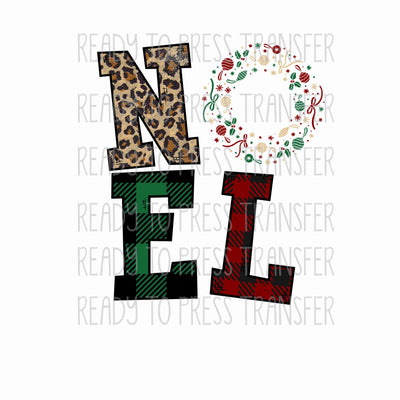 NOEL buffalo plaid and leopard Christmas ready to press sublimation transfers.  
