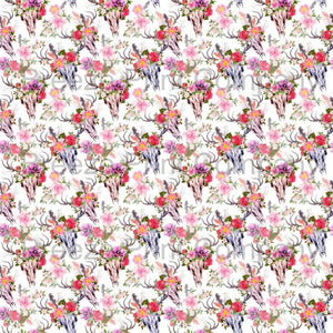 Cow Skull and Flower Sublimation Pattern Sheet SWC27