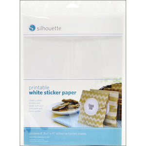 Silhouette Printable Sticker Paper 8.5"X11" 8/Pkg, print and cut inkjet paper, transfer paper, printable vinyl, silhouette cameo