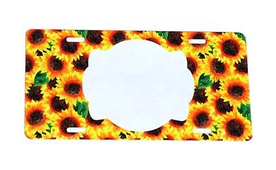 Sunflower license plate blank with monogram area for DIY - LPSF1