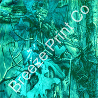 Teal real tree camo patterned craft vinyl sheets in heat transfer vinyl HTV or adhesive vinyl, forest camo, hunting camo