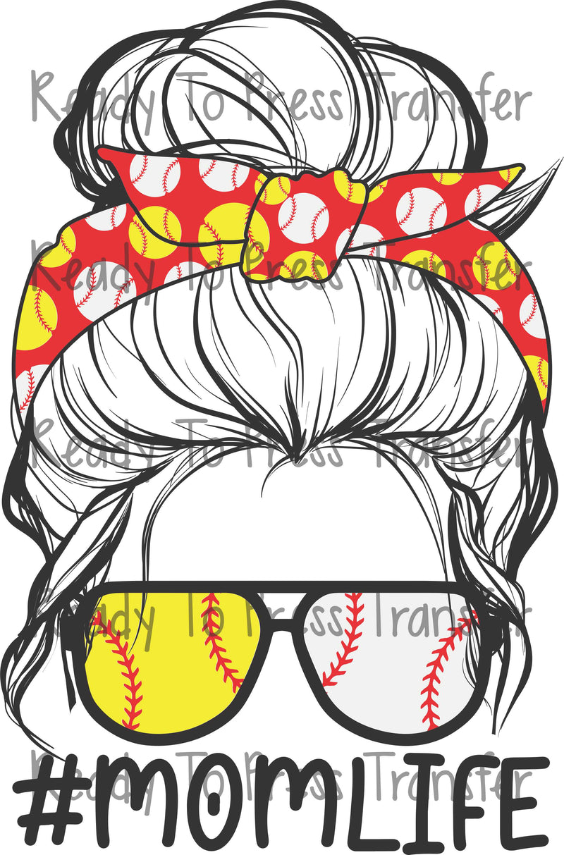 Custom Meme Life Softball Baseball Mothers Day Messy Hair Bun T Shirt  Cropped Hoodie By Cm-arts - Artistshot