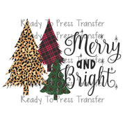 Merry and Bright - Christmas Sublimation Transfer T237 plaid and leopard print christmas trees