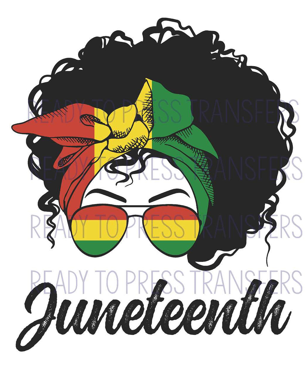 Juneteenth Sublimation Transfer. Ready to press., curly hair aviator glasses