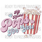 My Heart Pops For You Funny Valentine's Day Sublimation Transfer. Ready to press.