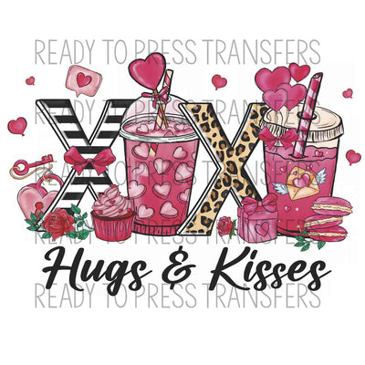XOXO Coffee Hugs and Kisses Valentine's Day Sublimation Transfer. Ready to press.