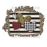 Plaid and Leopard Hearts Valentine's Day Sublimation Transfer.