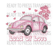 Loads of Love Retro Car Valentine's Day Sublimation Transfer. Ready to press.