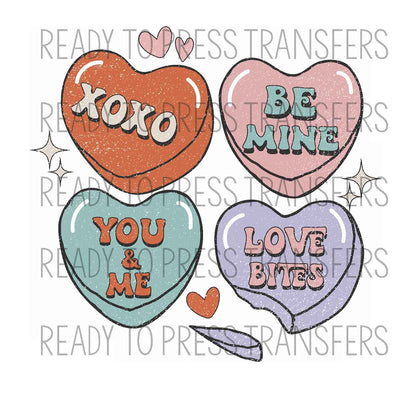 Love Bites Retro Hearts Valentine's Day Sublimation Transfer. Ready to press.